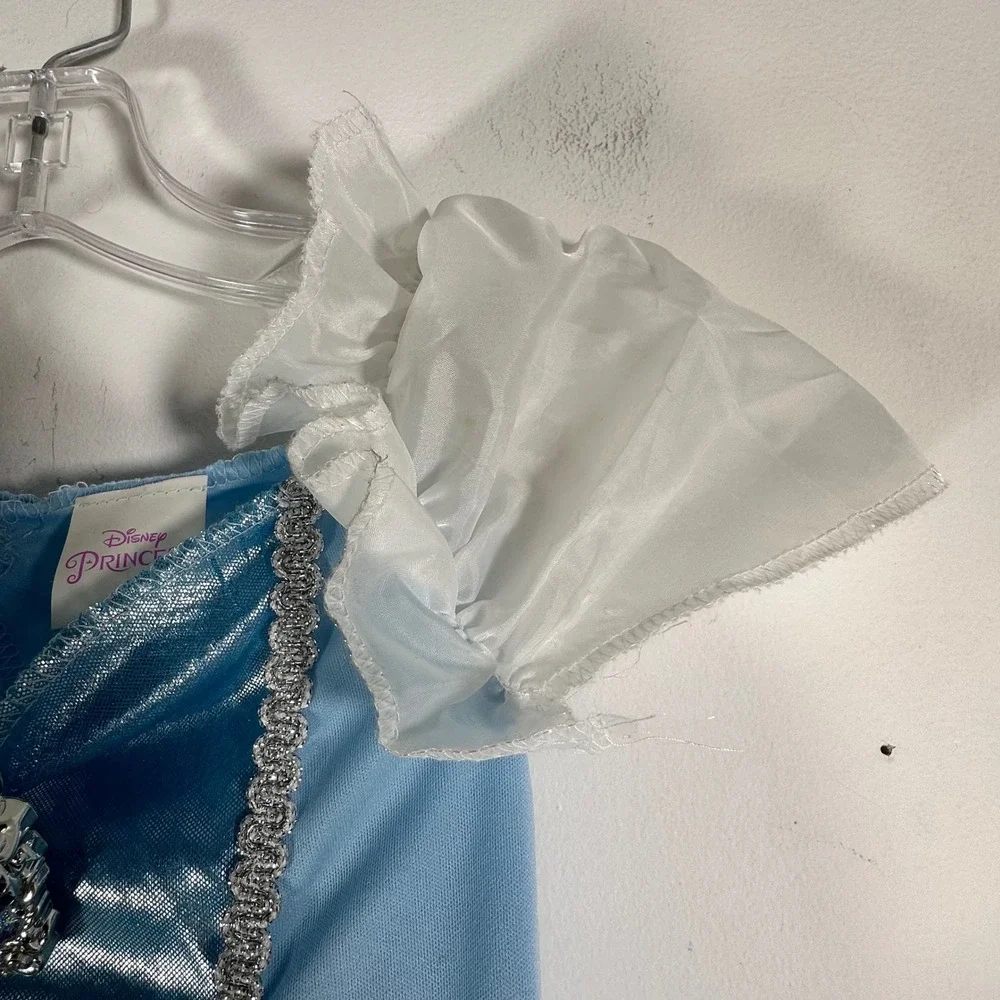 Disney Princess Cinderella Costume Dress Blue Sparkle Cameo Kids Small 4-6X